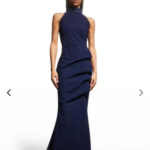 Chiara Boni La Petite Robe "Slavinka" gown with a beaded band at the neckline